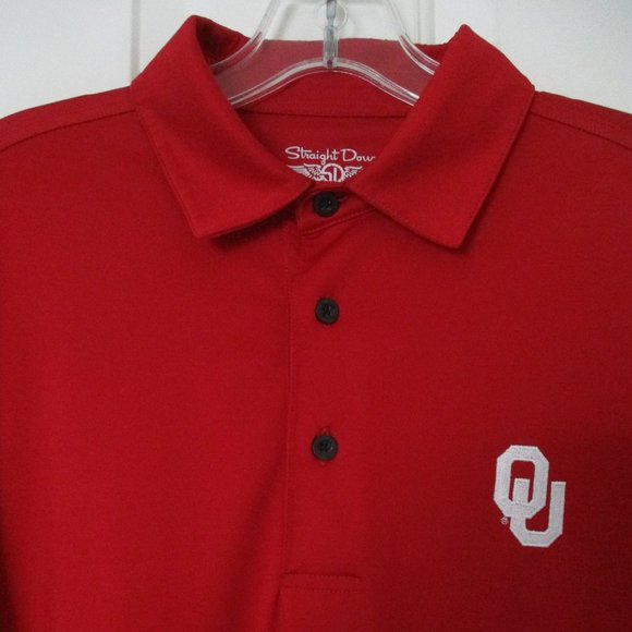 Straight Down Mens S/S Oklahoma Sooners Red Stretch Golf Polo Shirt NWOT- Medium - Picture 1 of 3